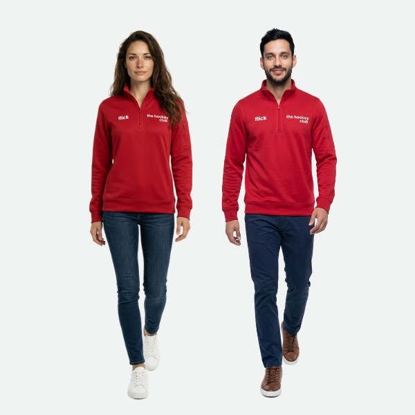 Sudadera Flick Hockey Performance Basic Half Zip Rojo