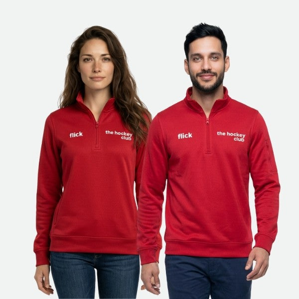 Sudadera Flick Hockey Performance Basic Half Zip Rojo
