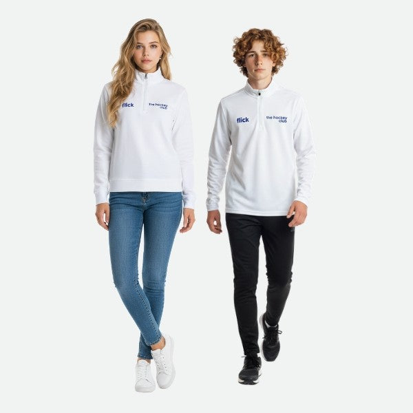 Sudadera Flick Hockey Performance Basic Half Zip Blanco