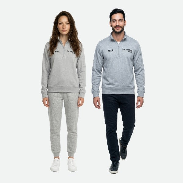 Sudadera Flick Hockey Performance Basic Half Zip Gris