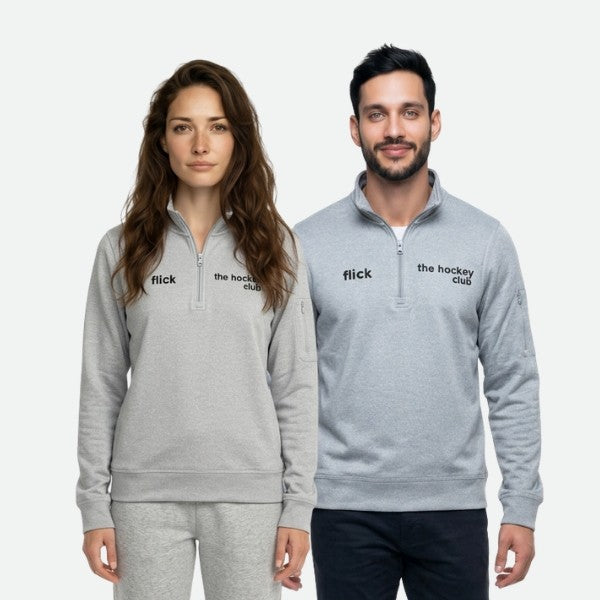 Sudadera Flick Hockey Performance Basic Half Zip Gris