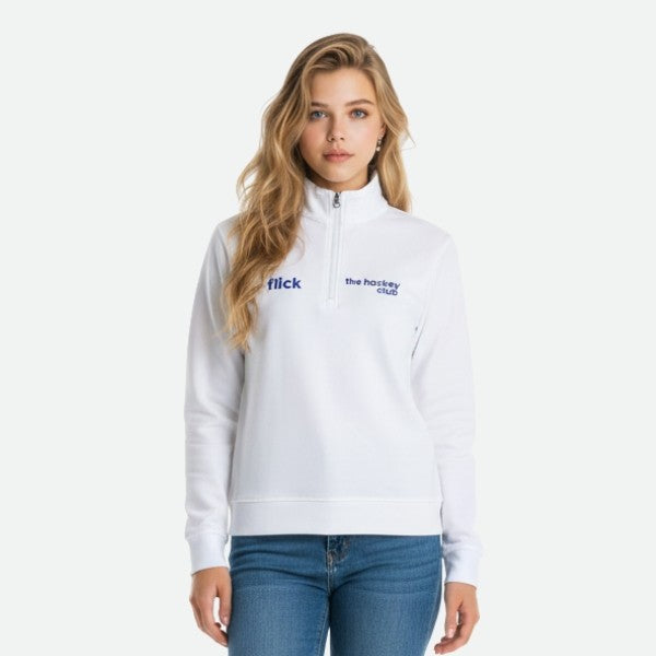 Sudadera Flick Hockey Performance Basic Half Zip Blanco