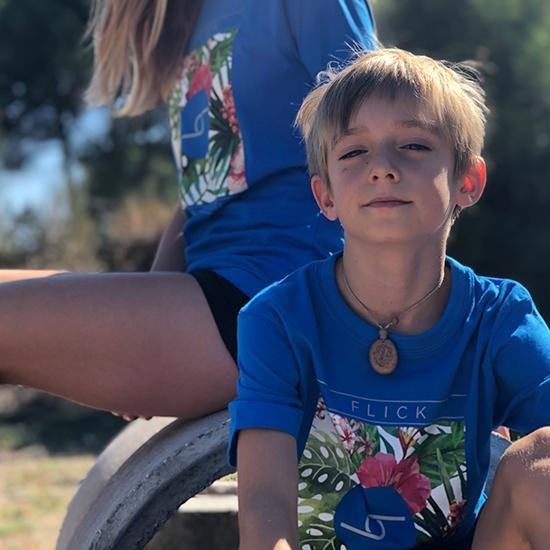 Camiseta JR Flick Flowers Azul