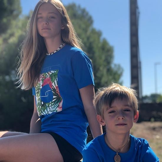 CAMISETA MUJER FLICK FLOWERS AZUL